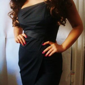 Been black pin stripe mini dress 8